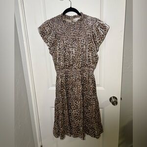 Moodie Brown Leopard Print Midi Dress